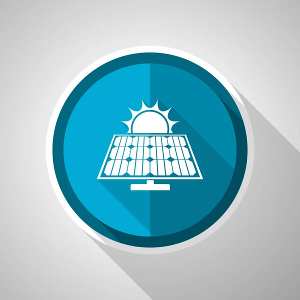 Sun Solar Panel Symbol Flat Design Vector Blue Icon Long — Stock Vector