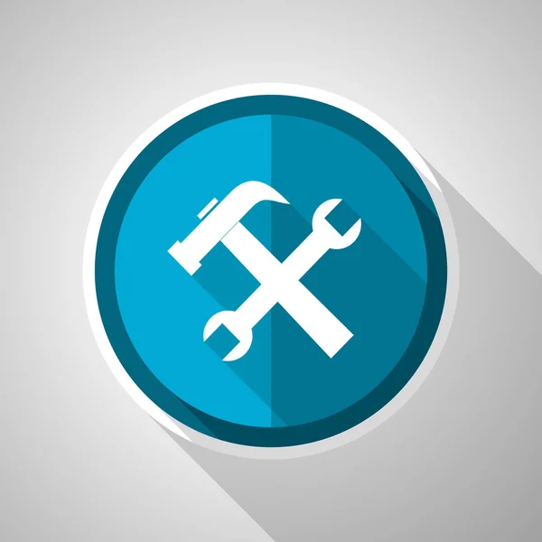 Tools Service Symbol Flat Design Vector Blue Icon Long Shadow — Stock Vector