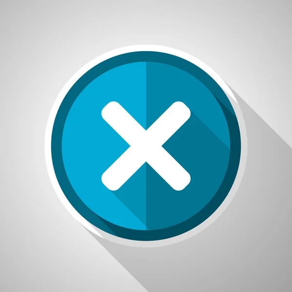 Annuler Symbole Croix Dessin Plat Vecteur Icône Bleue Avec Ombre — Image vectorielle