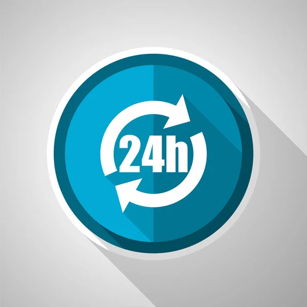 24H Símbolo Diseño Plano Vector Icono Azul Con Sombra Larga — Archivo Imágenes Vectoriales