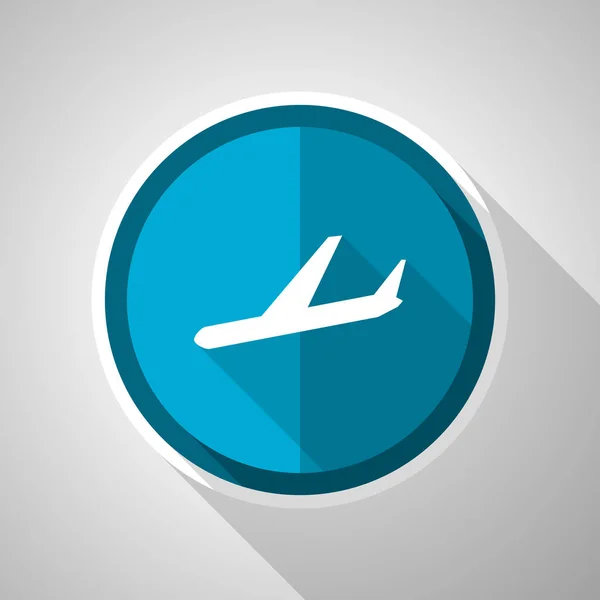 飞机符号 长阴影平面设计矢量蓝色图标 — 图库矢量图片