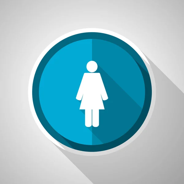 Vrouwelijk Gendersymbool Vlakke Design Vector Blauw Icoon Met Lange Schaduw — Stockvector