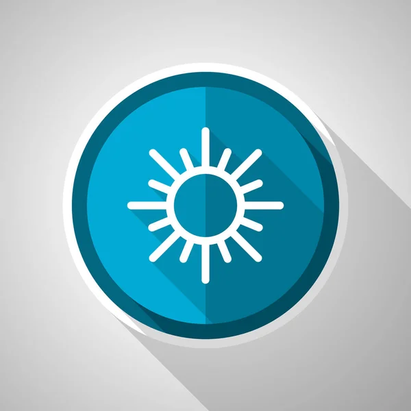Sun Symbol Flat Design Vector Blue Icon Long Shadow — Stock Vector
