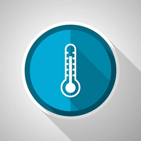 Simbolo Termometro Icona Blu Vettoriale Dal Design Piatto Con Lunga — Vettoriale Stock