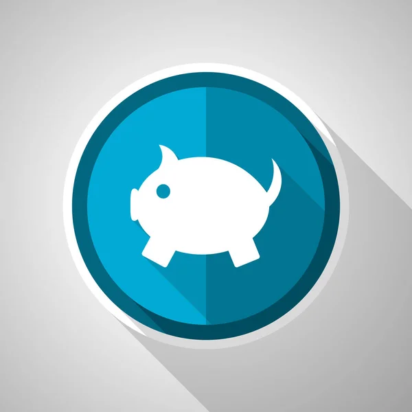 Piggy Bank Symbol Flat Design Vector Blue Icon Long Shadow — Stock Vector