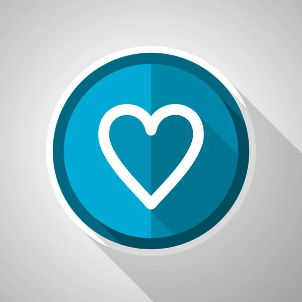 Heart Symbol Flat Design Vector Blue Icon Long Shadow — Stock Vector