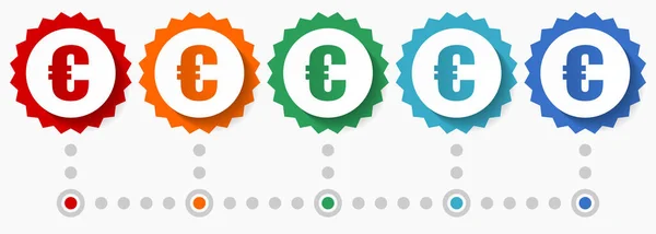 Euro Vector Icon Set Colorful Infographic Template Set Flat Design — стоковий вектор
