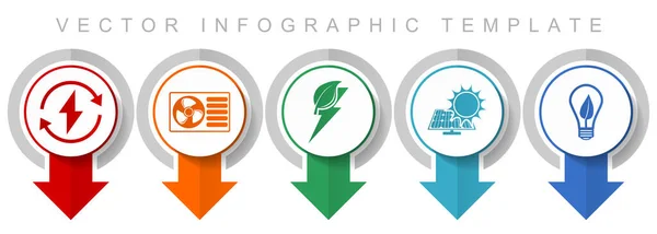 可再生能源图标集 用于网页设计和移动应用的各种指针图标 如热泵 绿色电力和太阳能 现代设计信息矢量模板 — 图库矢量图片