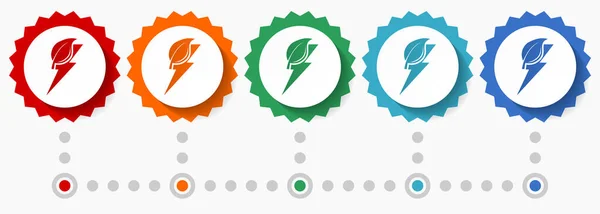 Green Energy Vector Icon Set Colorful Infographic Template Set Flat — Stock Vector