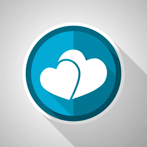 Deux Cœurs Symbole Saint Valentin Dessin Plat Vecteur Icône Bleue — Image vectorielle