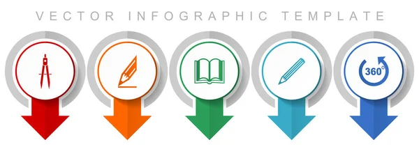 Bildungs Icon Set Verschiedene Zeiger Icons Wie Bremssättel Bleistift Buch — Stockvektor