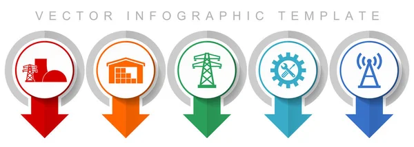 Strom Und Energie Icon Set Verschiedene Zeiger Icons Wie Kraftwerk — Stockvektor