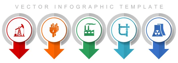 工业图标集 各种指针图标 如石油工业 网络设计和移动应用的工厂和核电厂 现代设计信息矢量模板V — 图库矢量图片