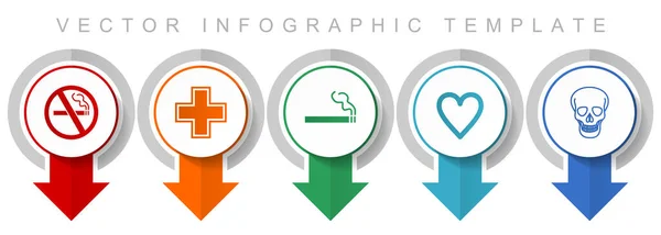 Gesundheits Icon Set Verschiedene Zeiger Icons Wie Nichtraucher Kreuz Zigarette — Stockvektor