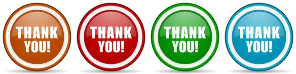 Thank You Glossy Icons Set Modern Design Buttons Web Internet — Stock Photo, Image