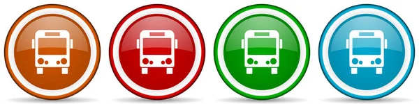 Bus Travel Glossy Icons Set Modern Design Buttons Web Internet — Stock Photo, Image