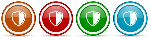 Escudo Proteção Conceito Segurança Ícones Brilhantes Conjunto Botões Design Moderno — Fotografia de Stock