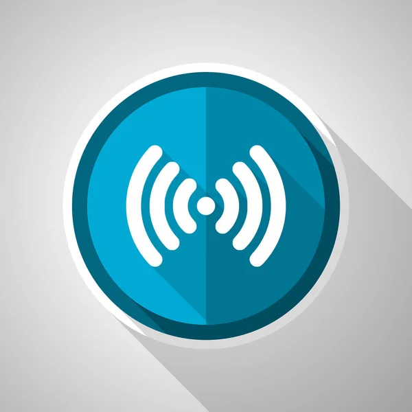 Símbolo Wifi Diseño Plano Vector Icono Azul Con Sombra Larga — Vector de stock