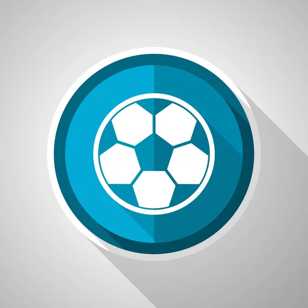 Voetbal Symbool Vlakke Ontwerp Vector Blauw Pictogram Met Lange Schaduw — Stockvector