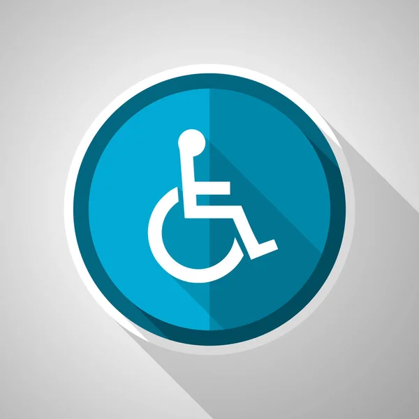 Rollstuhlsymbol Flacher Design Vektor Blaues Symbol Mit Langem Schatten — Stockvektor