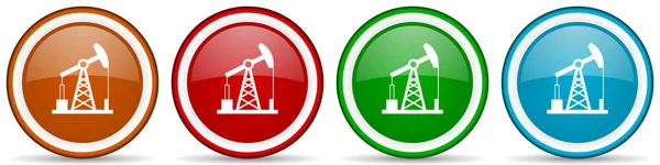 Przemysłowe Pomp Olejowych Błyszczące Ikony Zestaw Nowoczesnych Przycisków Projektowych Aplikacji — Zdjęcie stockowe