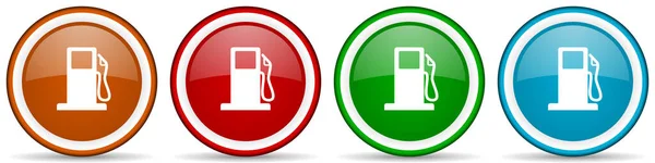 Błyszczące Ikony Benzyny Zestaw Nowoczesnych Przycisków Projektowych Aplikacji Internetowych Internetowych — Zdjęcie stockowe