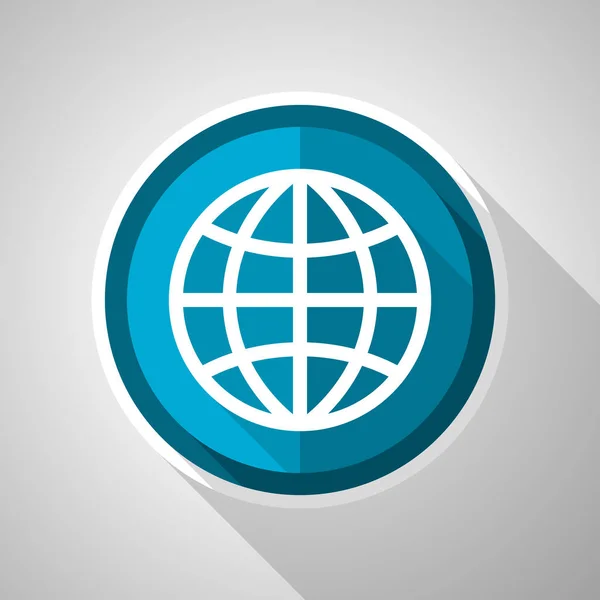 World Globe Symbol Flat Design Vector Blue Icon Long Shadow — Wektor stockowy