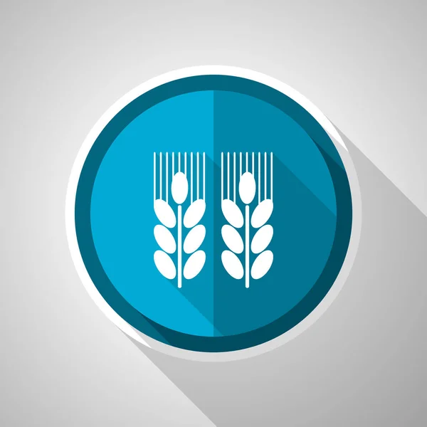 農業シンボル 長い影のフラットデザインベクトル青のアイコン — ストックベクタ