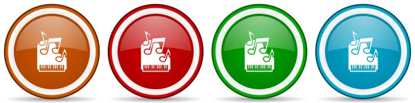 Piyano Müzik Simgeleri Web Internet Mobil Uygulamalar Için Dört Renk — Stok fotoğraf