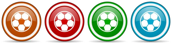 Ποδόσφαιρο Γυαλιστερό Εικονίδια Σύνολο Από Μοντέρνα Κουμπιά Σχεδιασμού Για Web — Φωτογραφία Αρχείου