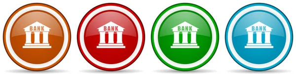 Bankanın Parlak Simgeleri Web Internet Mobil Uygulamalar Için Dört Renk — Stok fotoğraf
