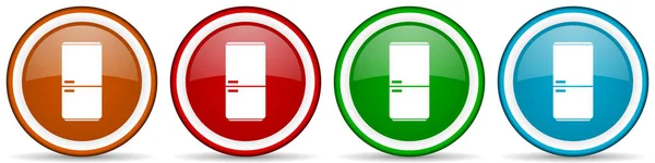 冰箱光洁图标 一套现代设计按钮 用于网络 互联网和移动应用程序 四种颜色的选择 独立于白色背景 — 图库照片