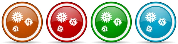 Vírus Coronavírus Covid Ícones Brilhantes Infecção Conjunto Botões Design Moderno — Fotografia de Stock