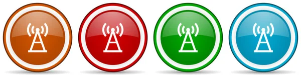 Antenna Signal Glossy Icons Set Modern Design Buttons Web Internet — Stock Photo, Image