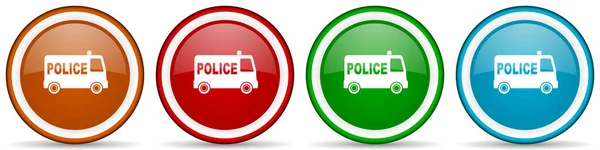 Police Glossy Icons Set Modern Design Buttons Web Internet Mobile — Stock Photo, Image