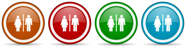 男性と女性の光沢のあるアイコン 白の背景に隔離された4色のオプションでウェブ インターネット モバイルアプリケーションのためのモダンなデザインボタンのセット — ストック写真