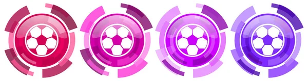 足球五彩缤纷的图标系列 圆圆的光泽图标集隔离在白色 现代设计的网络按钮上 — 图库照片