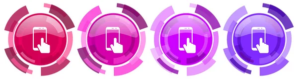 Smartfon Kolekcja Kolorowych Ikon Telefonu Komórkowego Okrągły Błyszczący Zestaw Ikon — Zdjęcie stockowe