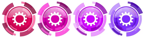 Gear Cogwheel Colorful Icons Collection Glossy Icon Set Isolated White — Stock Photo, Image
