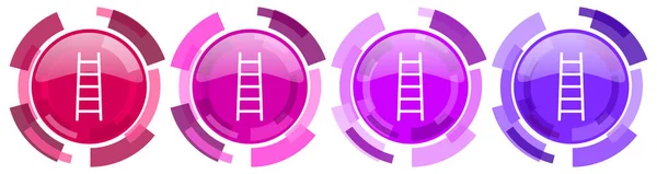 Ladder Stap Klimmen Gereedschap Niveau Kleurrijke Pictogrammen Collectie Ronde Glanzende — Stockfoto