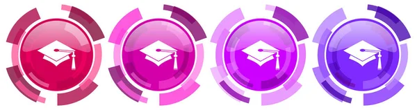 Education Colorful Icons Collection Glossy Icon Set Isolated White Modern — Stock Photo, Image