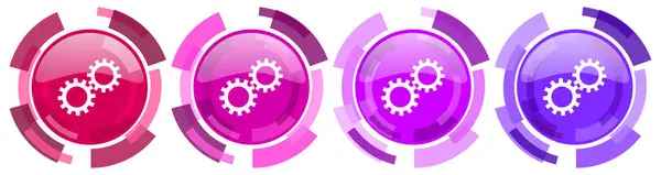 Gear Cogwheel Colorful Icons Collection Glossy Icon Set Isolated White — Stock Photo, Image