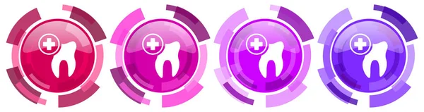 Zahnarzt Dental Zahn Bunte Symbole Sammlung Runde Glänzende Symbole Gesetzt — Stockfoto
