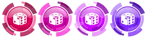 Würfel Spiel Casino Bunte Symbole Sammlung Runde Glänzende Symbole Gesetzt — Stockfoto