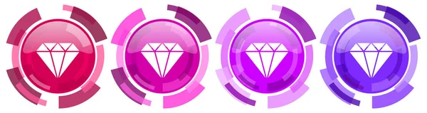 Jóia Diamante Brilhante Coleção Ícones Coloridos Tesouro Rodada Ícone Brilhante — Fotografia de Stock