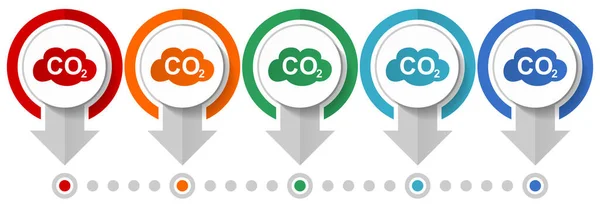Carbon Dioxide Co2 Vector Icon Set Flat Design Infographic Template — Stock Vector