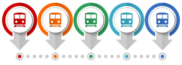 Chemin Fer Train Métro Jeu Icônes Vectorielles Transport Modèle Infographique — Image vectorielle