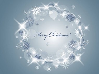 İçinde mutlu noeller, yıldızlar, kar taneleri, kartopları yazılı olan Noel tebrik kartının vektör çizimi. Mevsimlik selamlar.