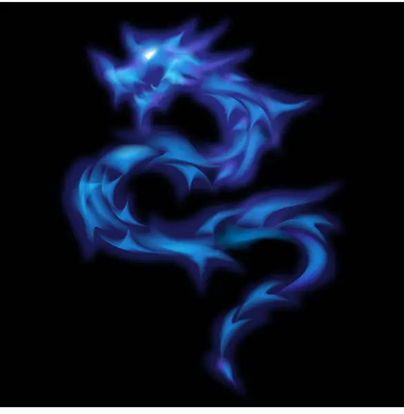 Διάνυσμα Εικόνα Του Μπλε Δράκου Που Απομονώνεται Στο Μαύρο Φόντο — Διανυσματικό Αρχείο