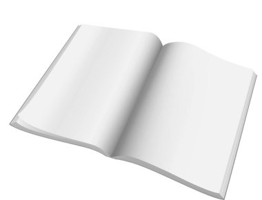 Beyaz arkaplanda boş sayfaları olan açık derginin vektör görüntüsü.